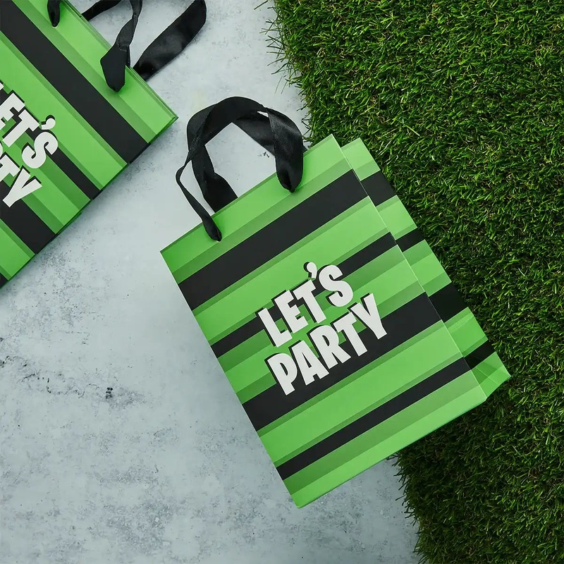 Green Stripe Football Party Bags (x5)