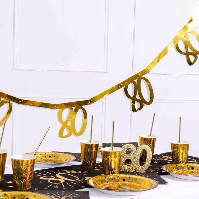 80th Birthday Gold Bunting