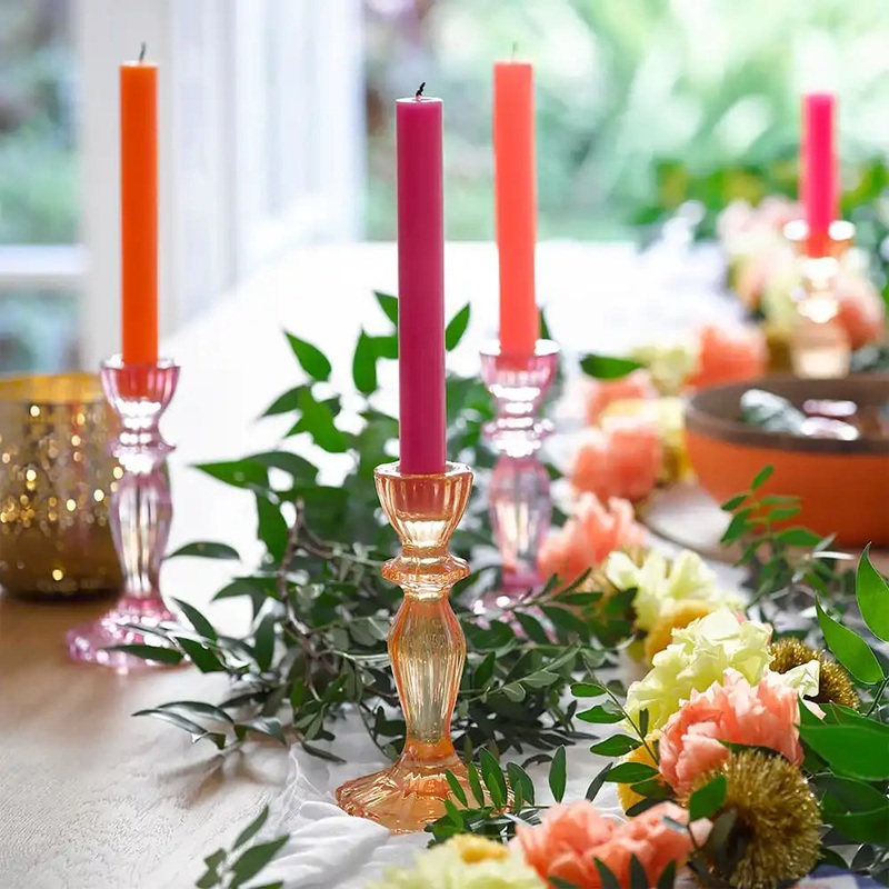 Orange Glass Candle Holder