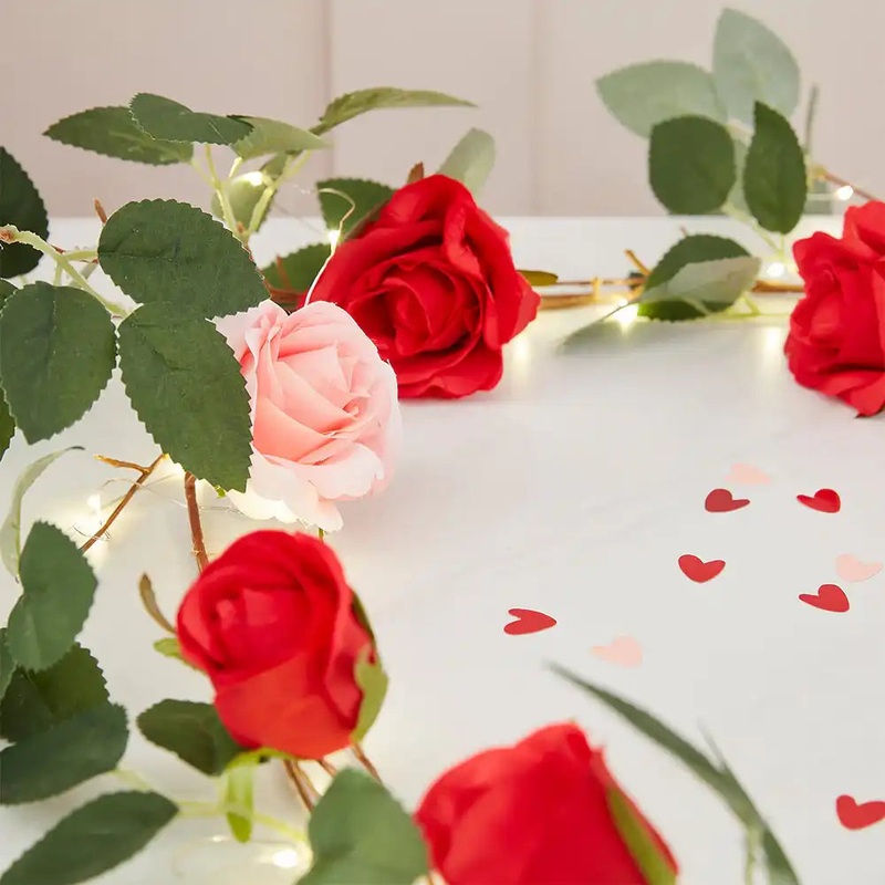 Rose Garland With String Lights