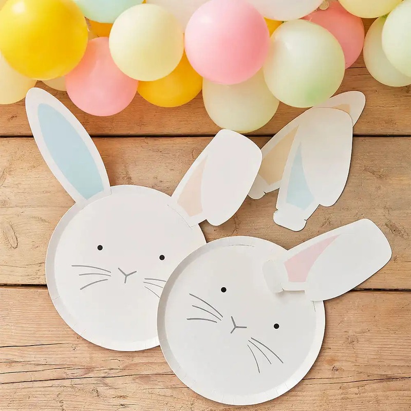 Bunny Face Eco Paper Plates with Interchangeable Ears (x8)