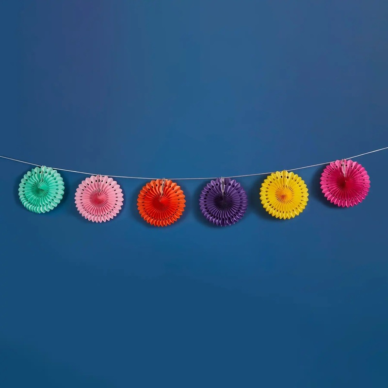 Bright Coloured Paper Fan Garland (2m)