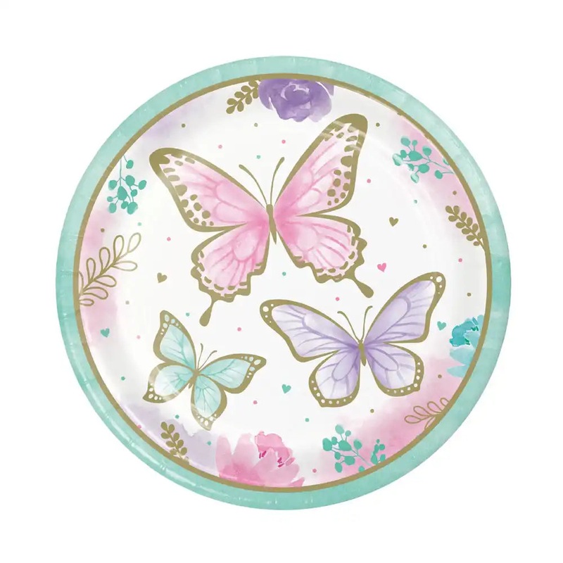 Butterfly Shimmer Large Paper Plates (x8)