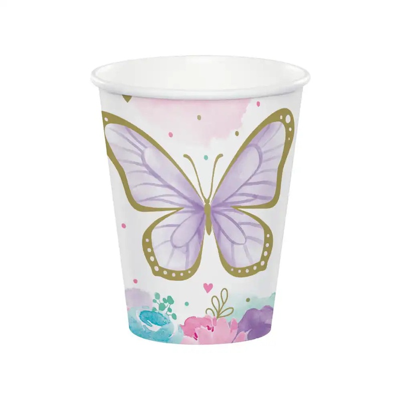 Butterfly Shimmer Paper Party Cups (x8)