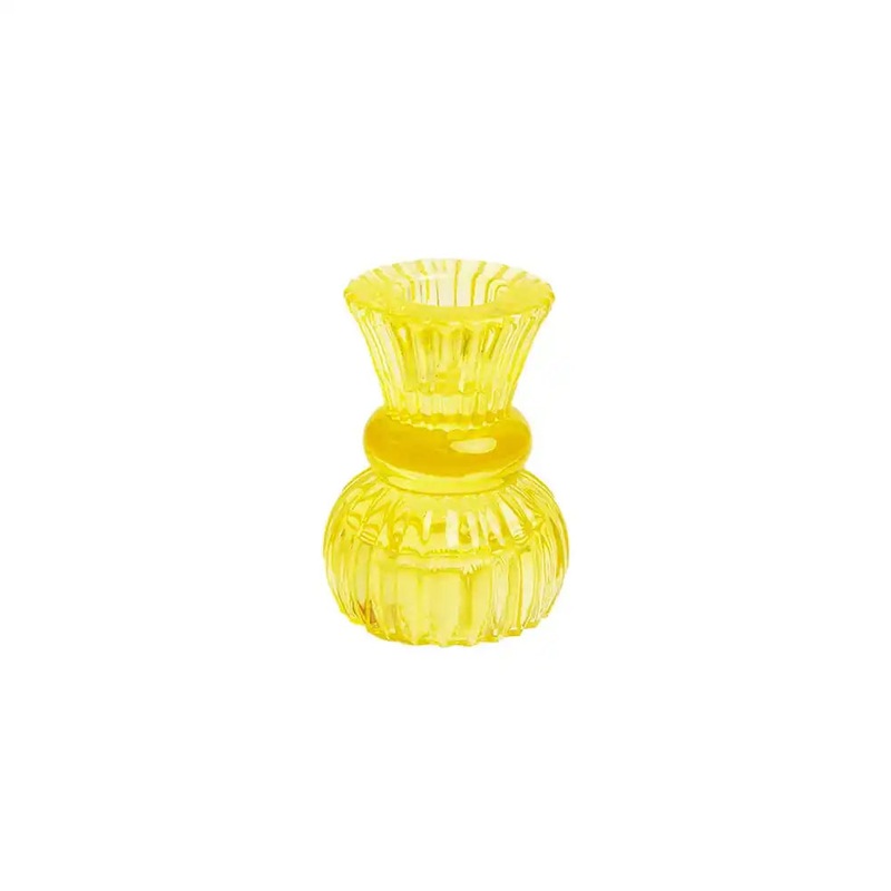 Yellow Glass Small Candle Holder