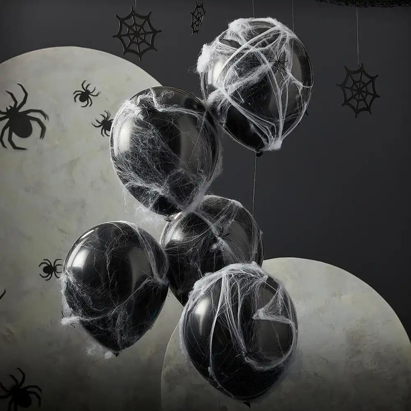 Black Webbed Latex Balloons (x5)