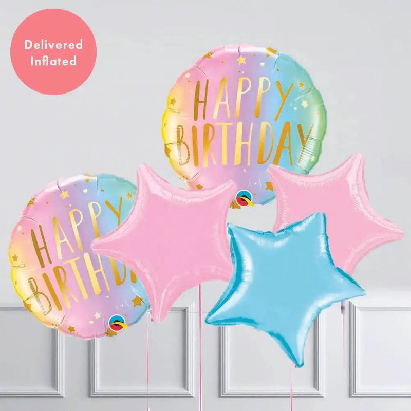Inflated Balloon Bunch - Pastel Ombre & Stars