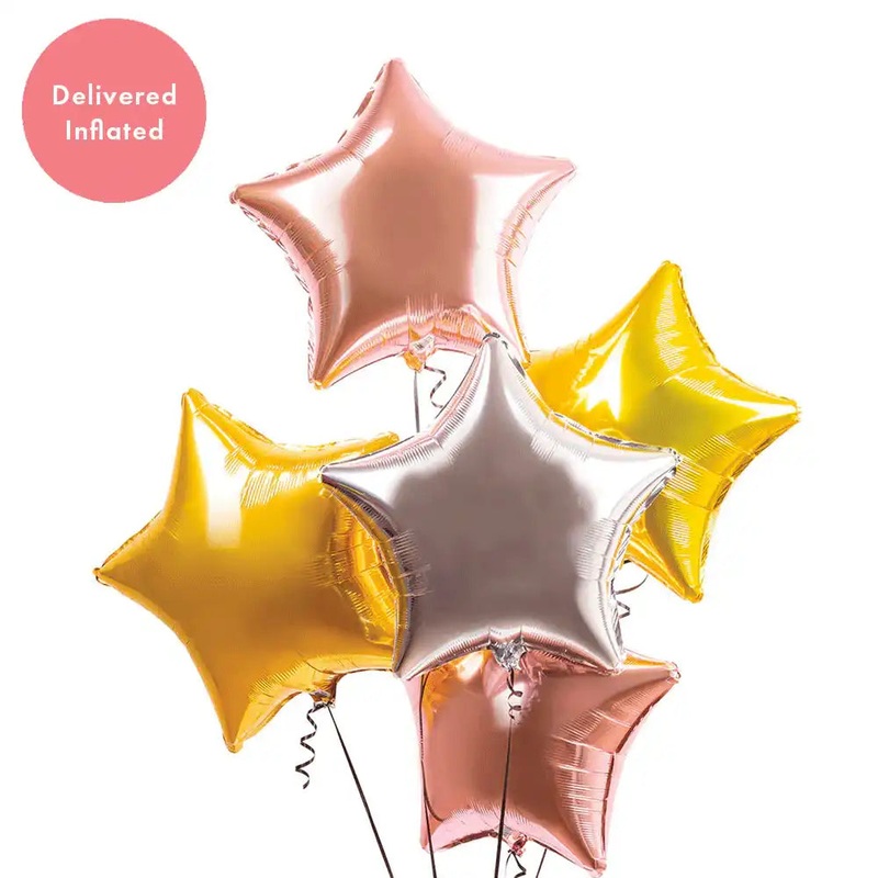 Inflated Balloon Bunch - Metallic Stars
