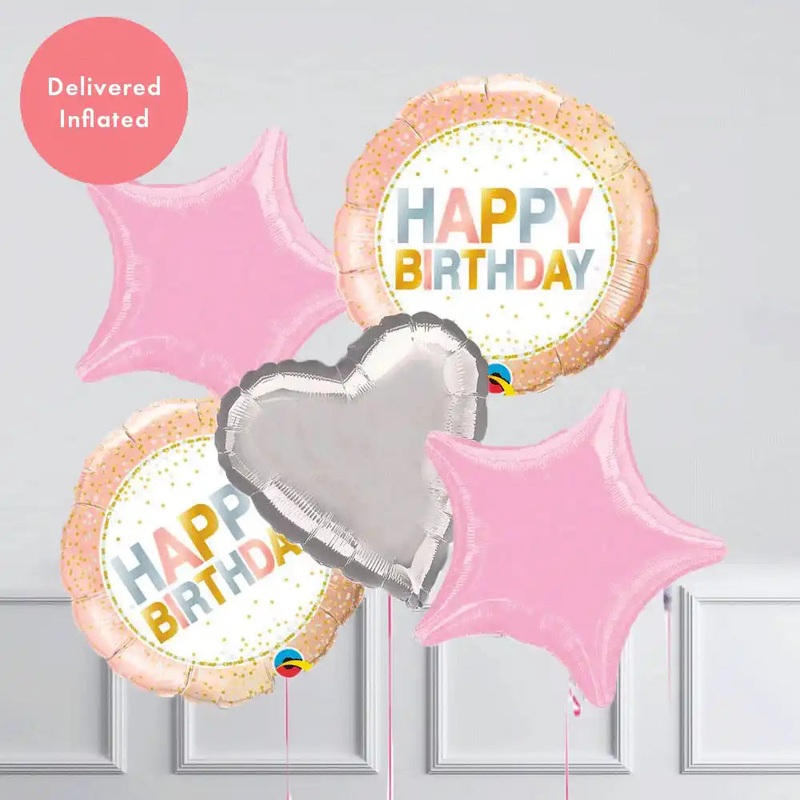 Inflated Balloon Bunch - Rose Gold Metallic Dots