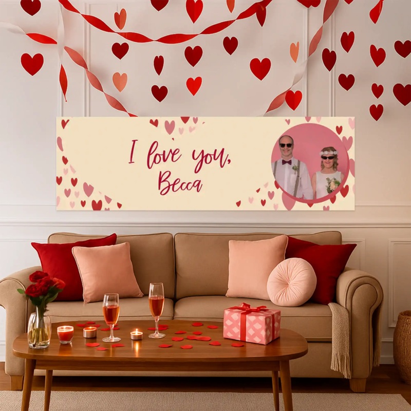 Heart Confetti Personalised Party Banner