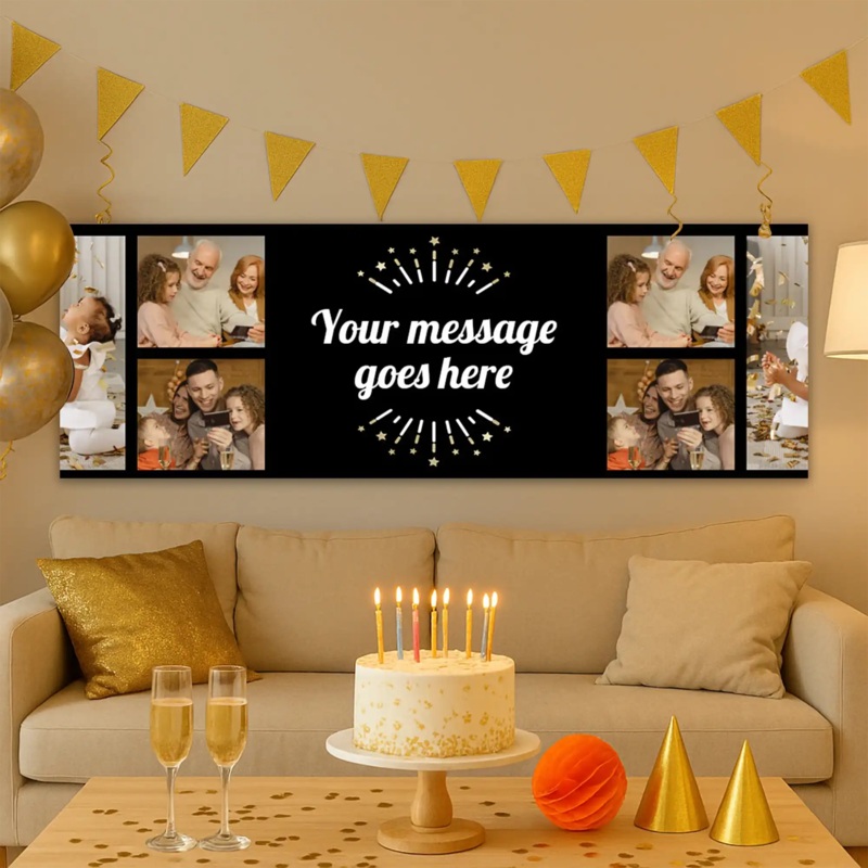 Black Milestone Personalised Party Banner