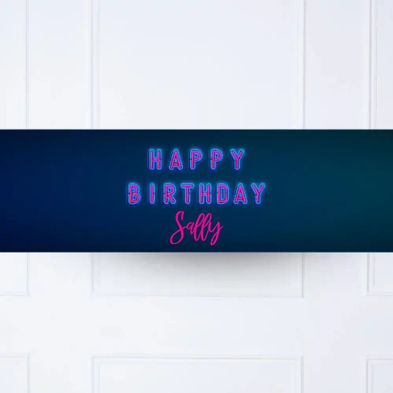Neon Birthday Personalised Party Banner