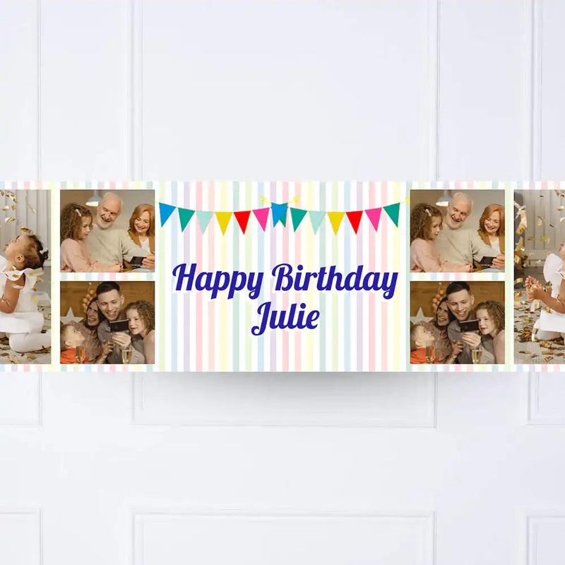 Rainbow Bunting Personalised Party Banner