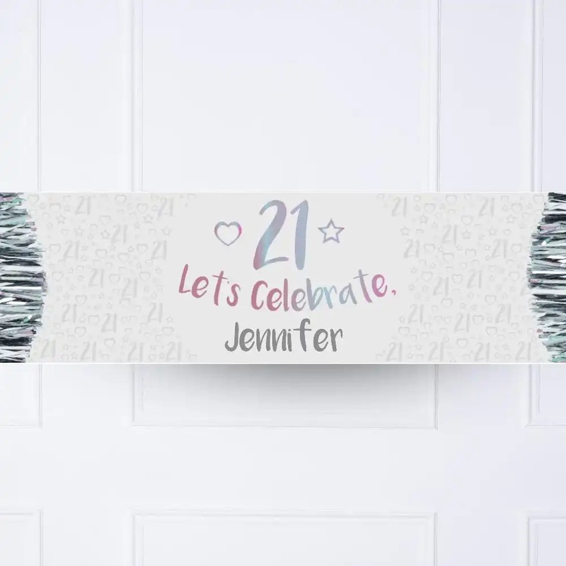 Iridescent 21st Personalised Party Banner