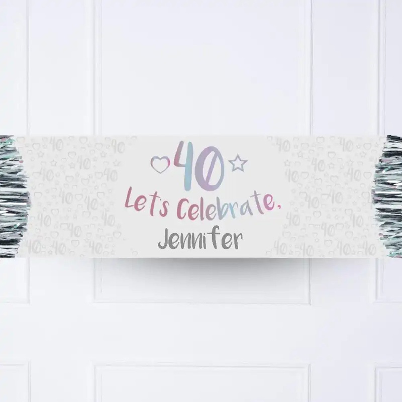 Iridescent 40th Personalised Party Banner