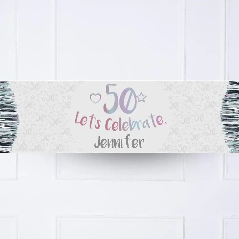 Iridescent 50th Personalised Party Banner