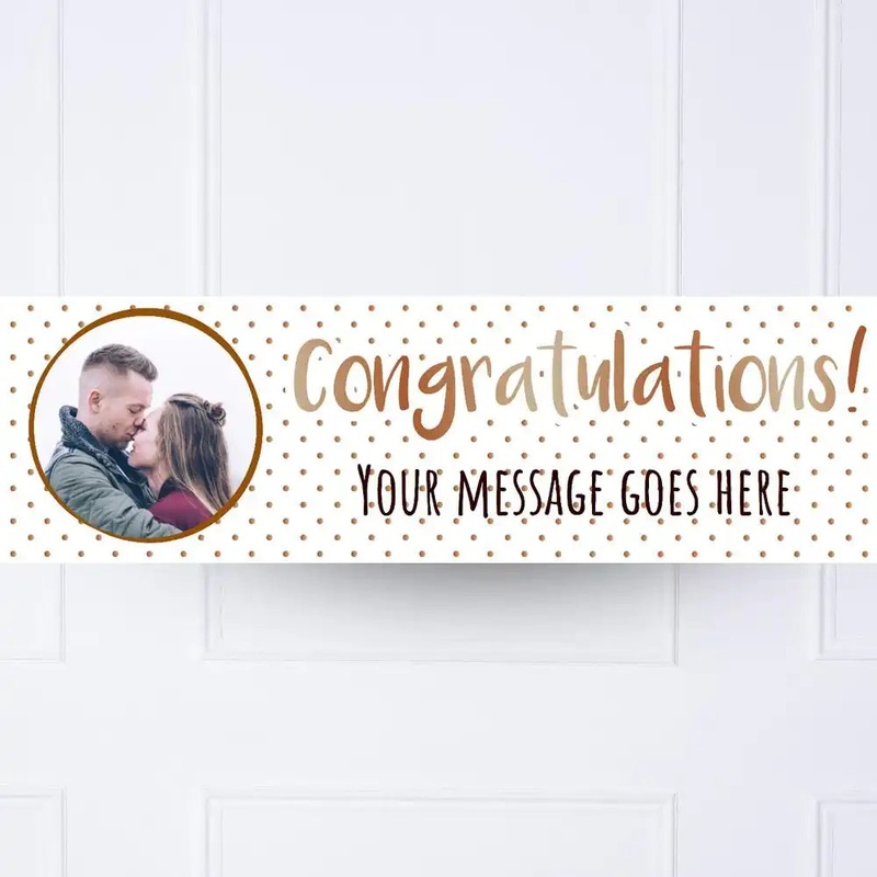 Rose Gold Dots Congratulations Personalised Party Banner