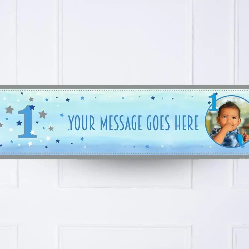 One Little Star Blue Personalised Party Banner