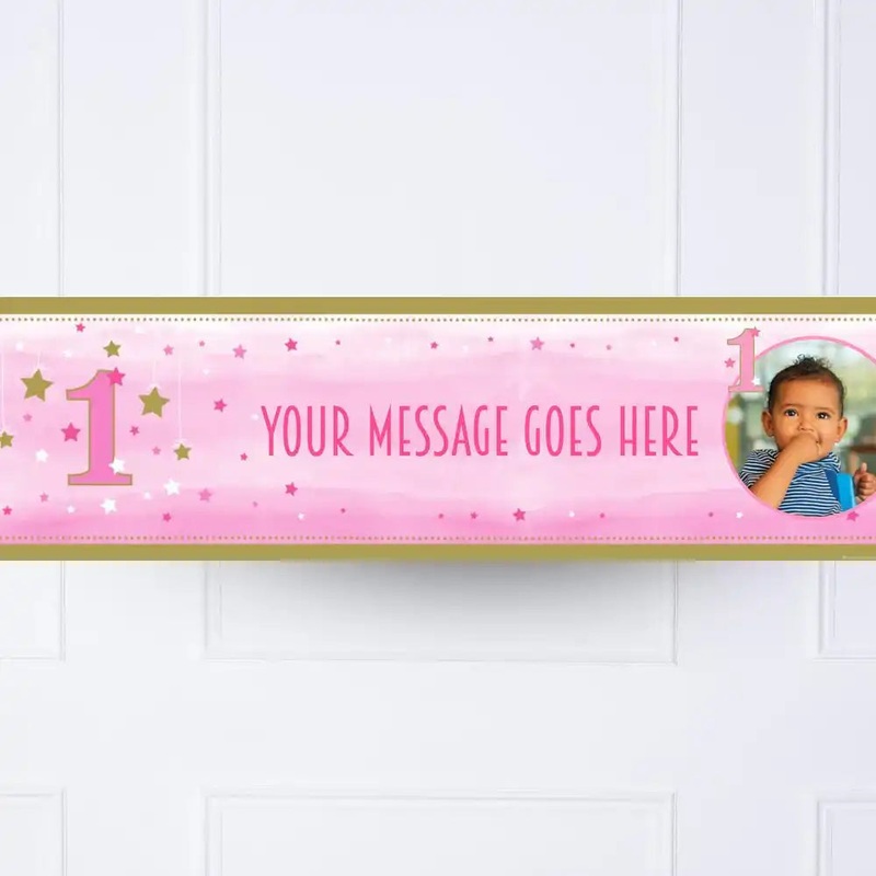 One Little Star Pink Personalised Party Banner