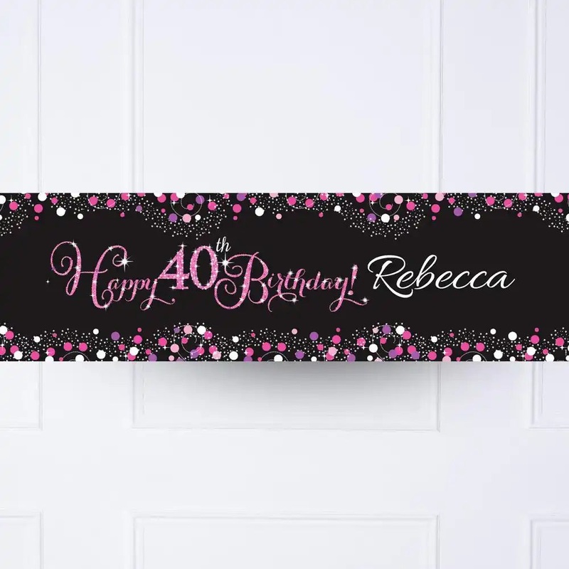 Pink Celebration 40th Personalised Party Banner
