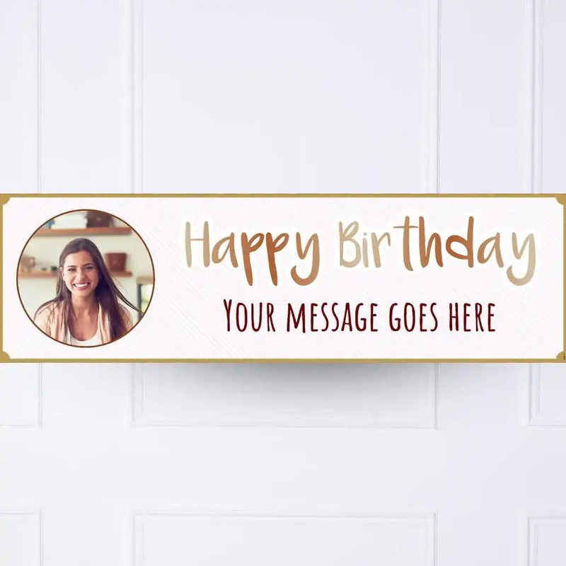 Pink Stripe Birthday Personalised Party Banner