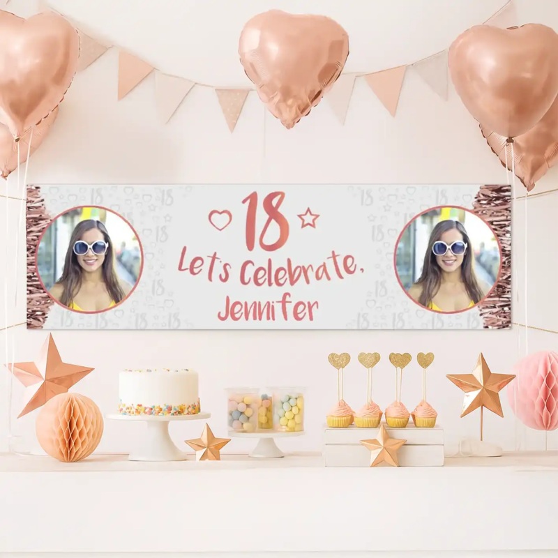 Rose Gold 18th Personalised Party Banner