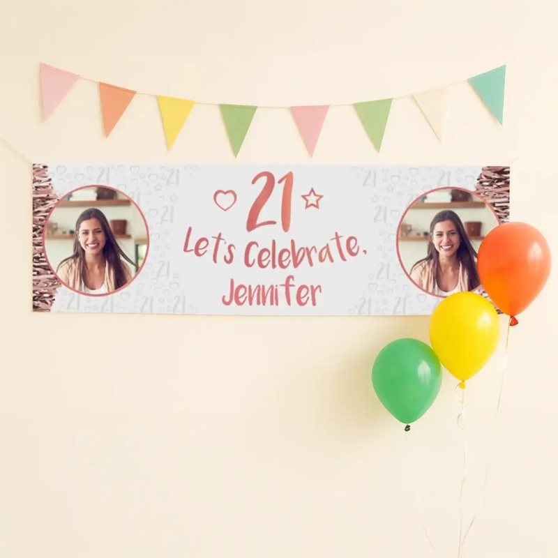 Rose Gold 21st Personalised Party Banner