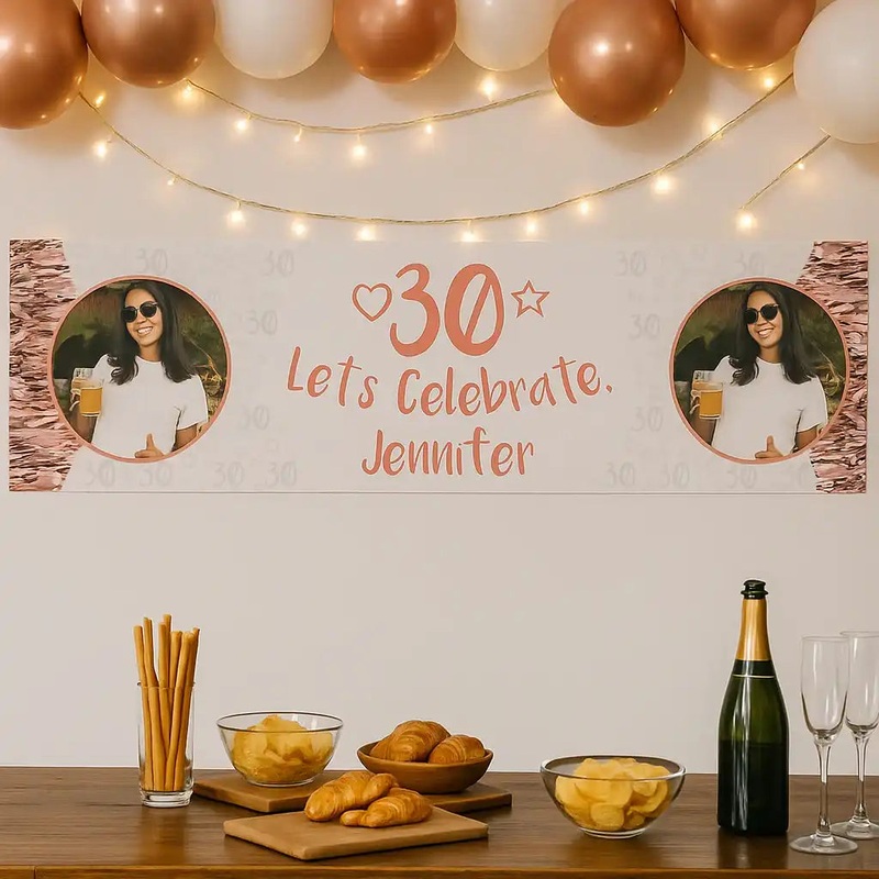 Rose Gold 30th Personalised Party Banner