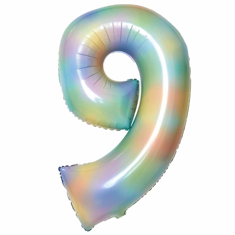 JUMBO NUMBER - 9 - PASTEL RAINBOW