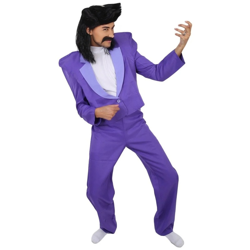 80's Rock Star | Dark Purple Suit with Mock Turtle Neck | Premium Halloween Costume