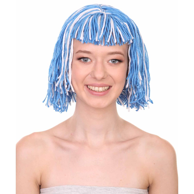 Anime Doll | Blue and White Yarn Braided Bob Wig