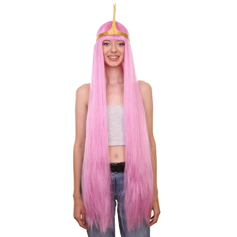40 Inch Extra Long Length Halloween Pink Bubblegum Character Wig, Synthetic Soft Fiber Hair