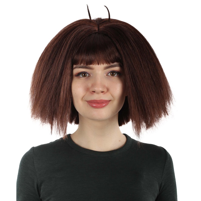 Adventure Girl , Short Brown Oversized Cartoon Bob Wig , Premium Halloween Hair