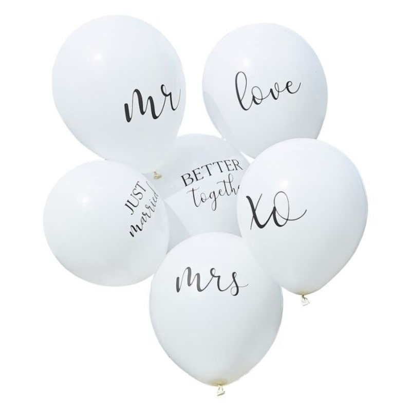 12 LATEX - WHITE WEDDING - PACK OF 6