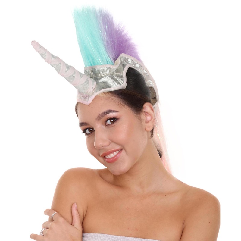 Unicorn Headdress | Womens Long Colorful Majestic Unicorn Mohawk Headpiece | Breathable Cap Design