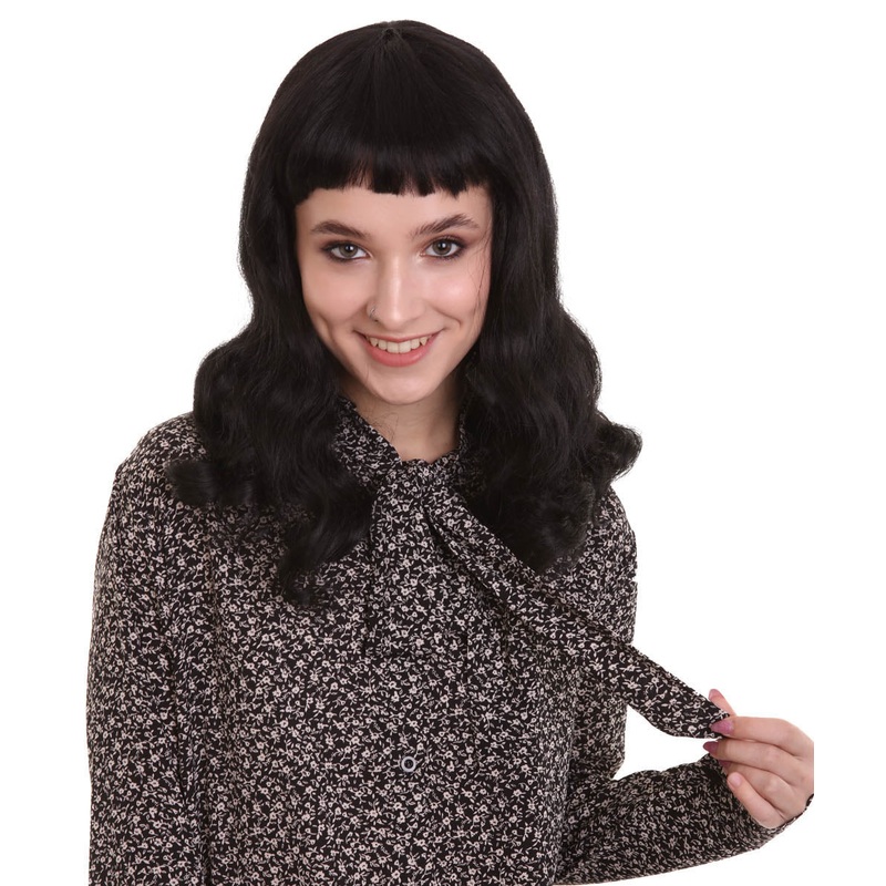 Bettie Rubble | Women's Black Color Wavy Shoulder Length Trendy Bettie Wig