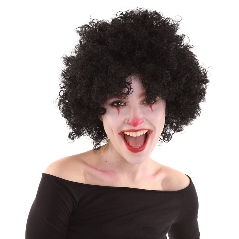 Clown Collection | Women's Black Color Curly Afro Clown Wig