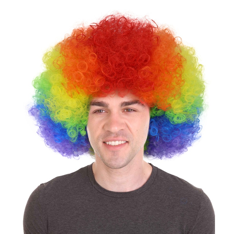 Clown Collection | Men's Multi Color Curly Afro Clown Wig