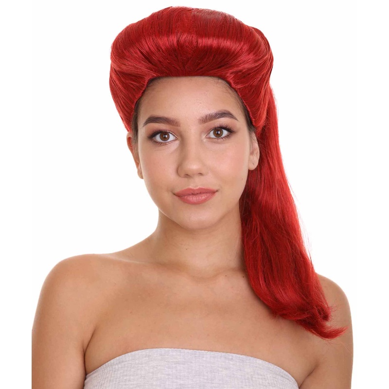 Womens Medium Length Magenta Straight Pony Tail Fancy Wig | Premium Breathable Capless Cap