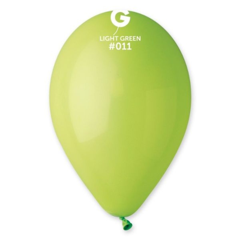 13 LATEX - LIGHT GREEN #011|NO INFLATION|INFLATED (12-16 HOURS)|INFLATED WITH CLEAR-FLOAT (2-3 DAYS)|INFLATED (12-16 HOURS) & TASSLE WEIGHT|INFLATION WITH CLEAR FLOAT (2-3 DAYS) & TASSLE WEIGHT
