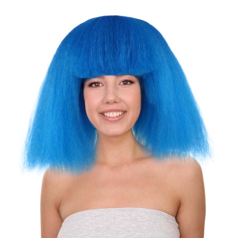 Australian Singer Womens Wig | Neon Blue Large Celebrity Wigs | Premium Breathable Capless Cap