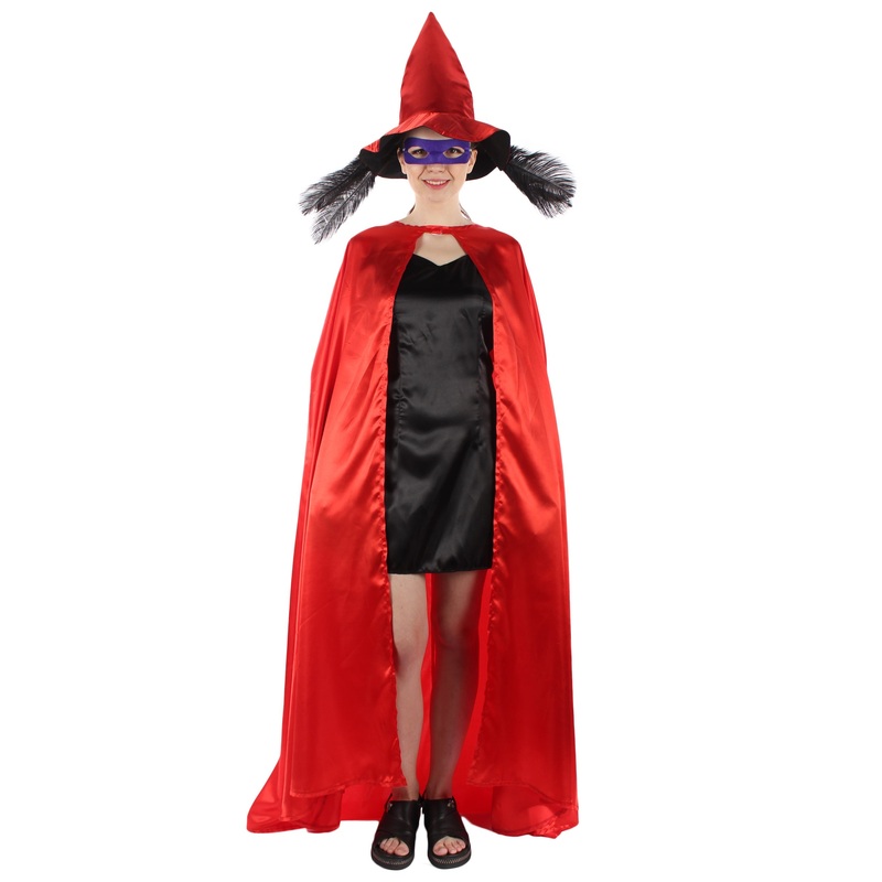 Women Vampire Cape Costume | Red & Black Halloween Costume