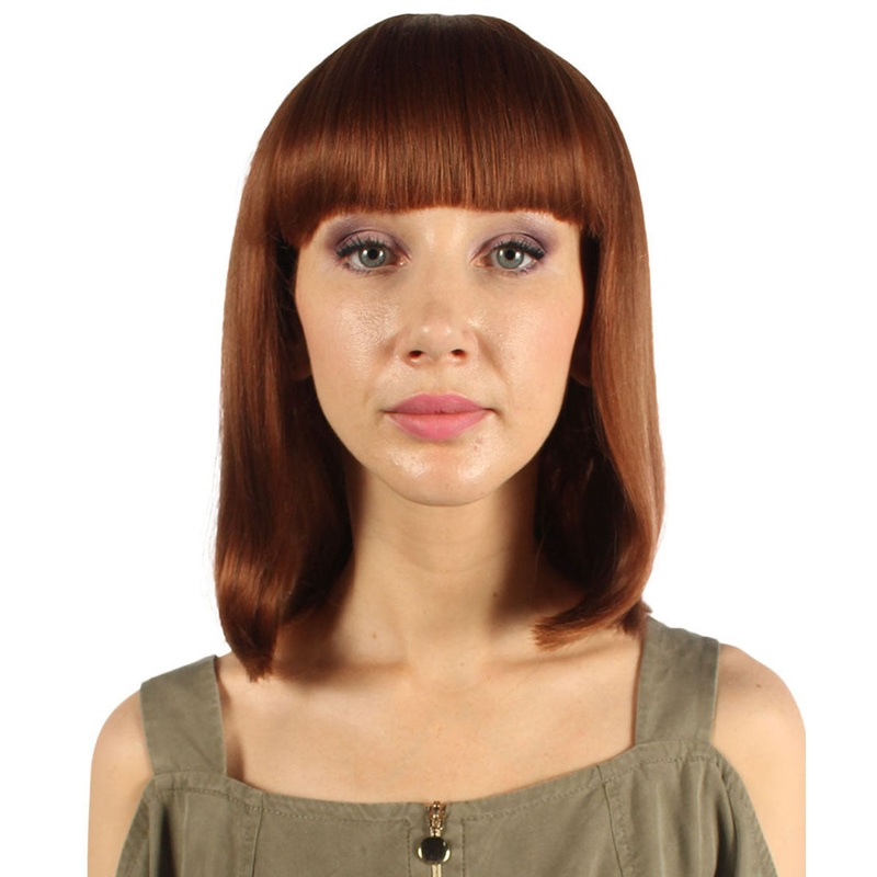 Womens Medium Bob Wigs | Burgundy Halloween Wigs | Premium Breathable Capless Cap