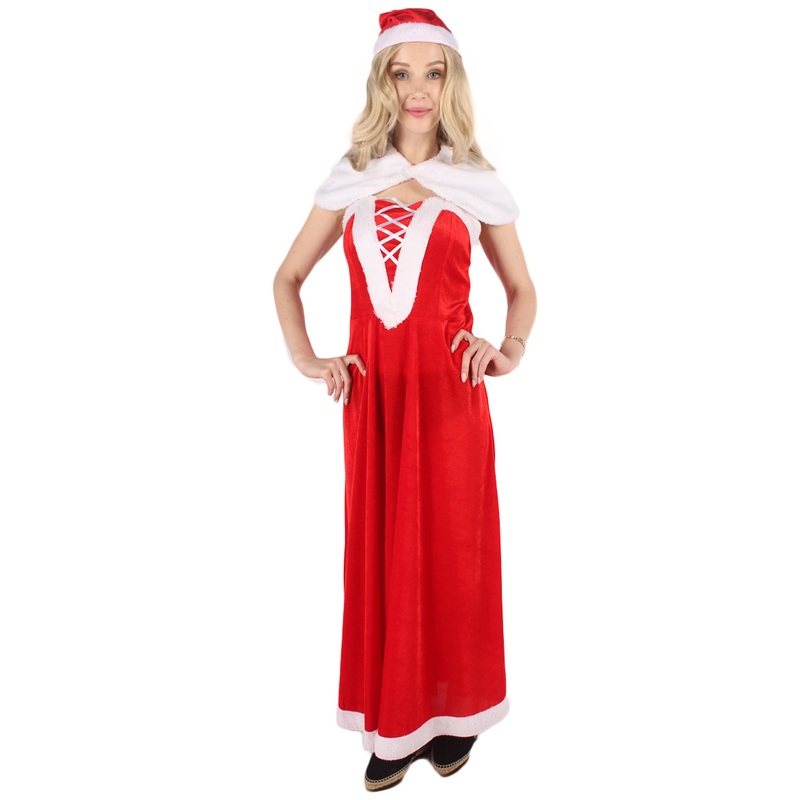 Women Luxury Miss Santa Costume | Red & White Christmas
