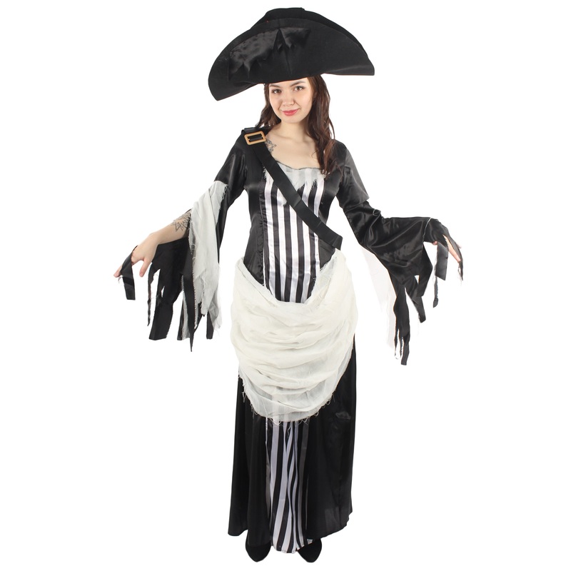 Women Ghost Pirate Costume | Black & White Fancy Halloween Costume