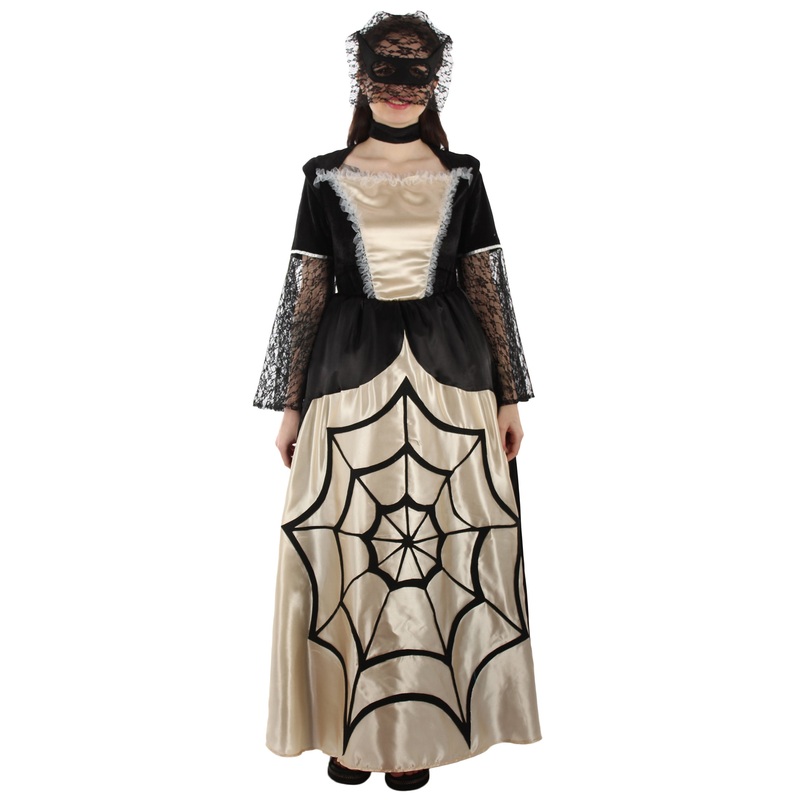 Women Spider Baroness Costume | Black & White Fancy Halloween Costume