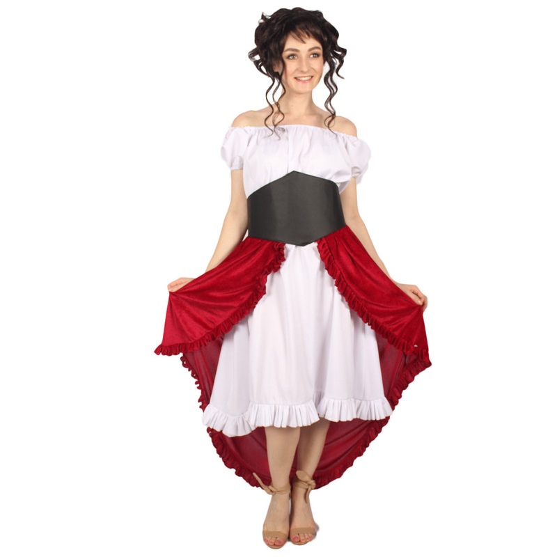 Women Victorian Slasher Costume | White & Red Fancy Costume