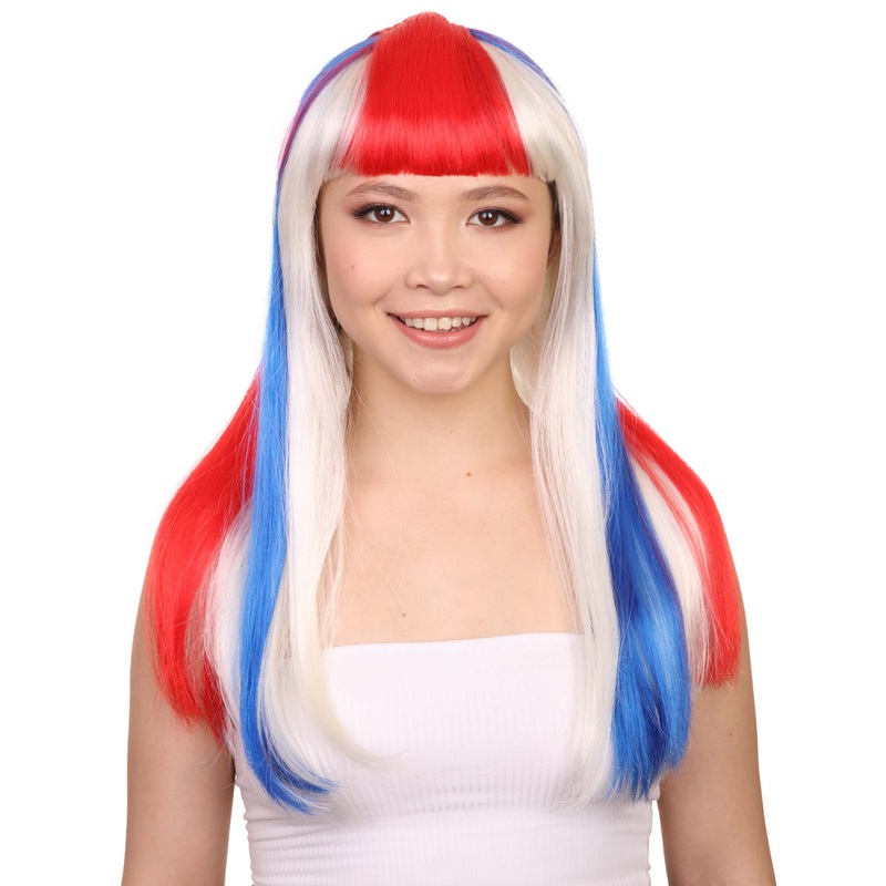 Costa Rica Flag Sport Party Long Bob Wig | Premium Breathable Capless Cap