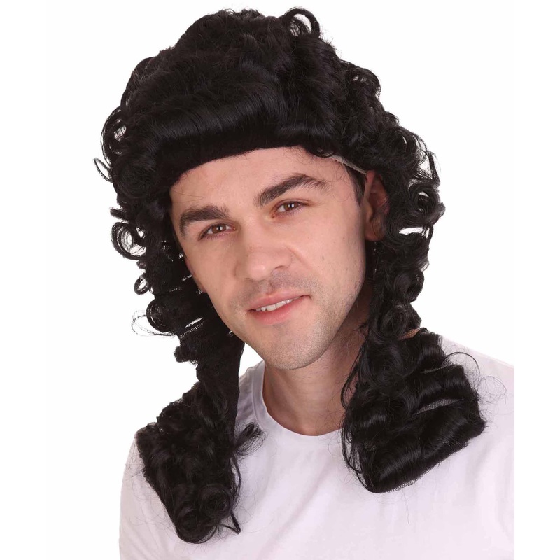 Colonial Curly Black Historical Wig | Premium Breathable Capless Cap