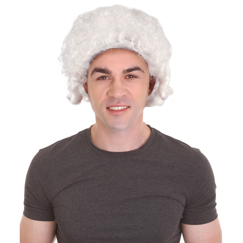 Colonial Curly Wigs | White Historical Wigs | Premium Breathable Capless Cap